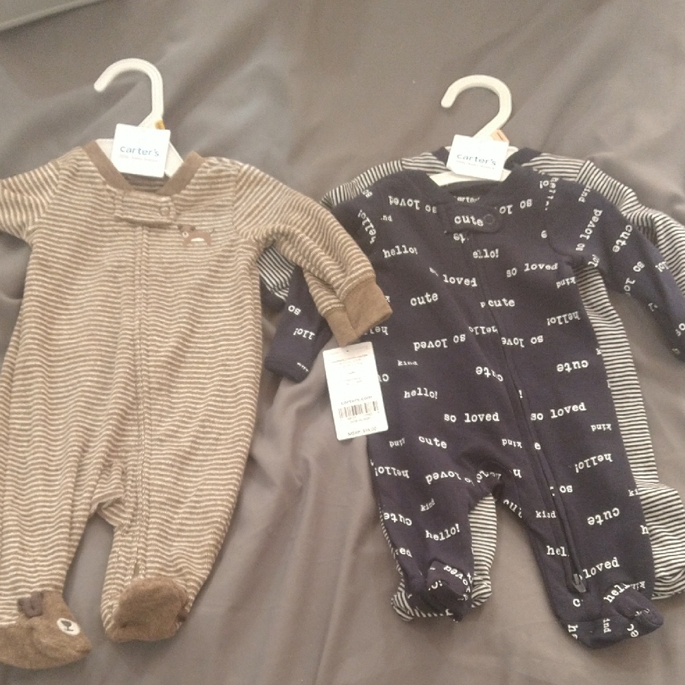 Carter's Brown and Navy Footies Set